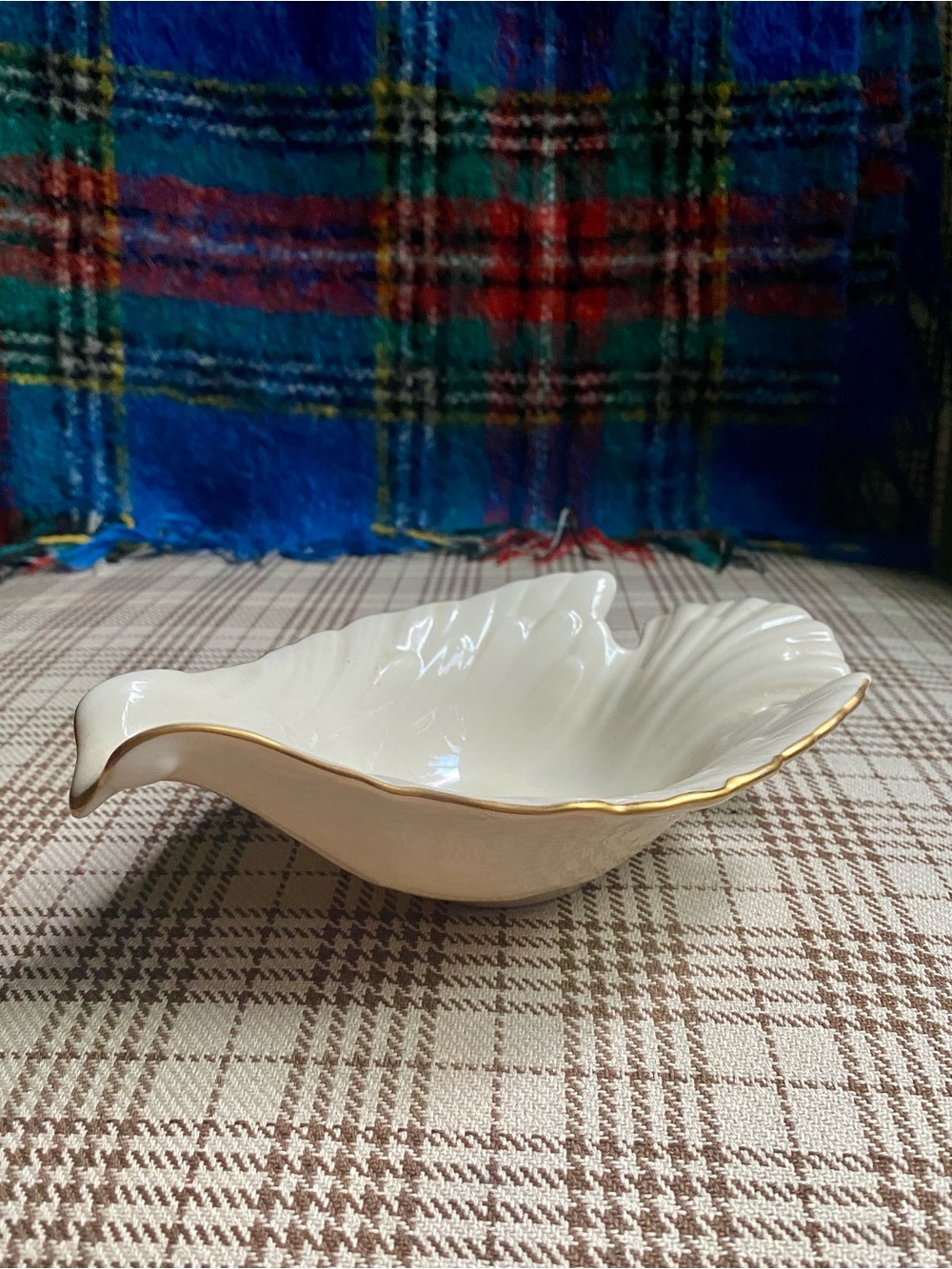 Lenox Elegant Cream Ceramic Bird  Bowl with Gold Trim